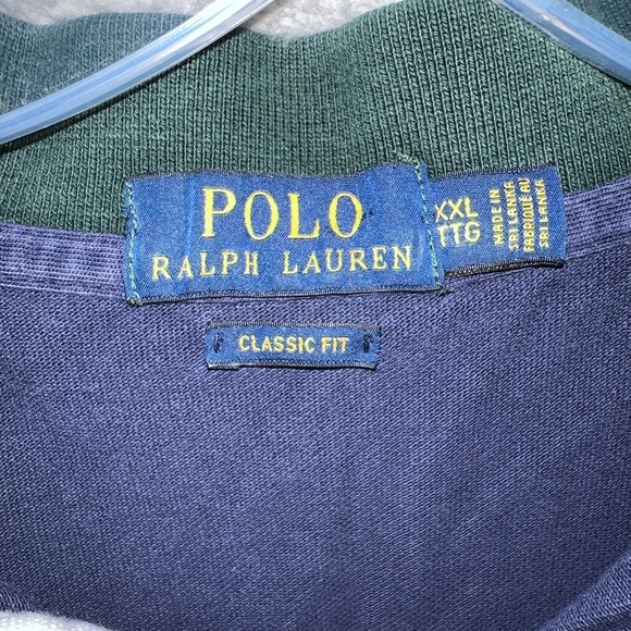 Polo Ralph Lauren Shirt Men's XXL 2XL Blue/Big Pony Rose Patch Embroider *Rare - Picture 5 of 8